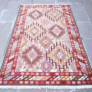 Caucasian Sumac Kilim, 4'0'' x 6'5'' ft, Shahsavan Sumak Kilim, Fine Quality Rug, Awesome Home Decor Rug, Wall Hangings Soumak Rug,