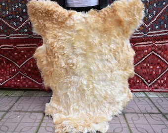アンゴラ山羊革 ヤギ革ファー、2 x 3 フィート、毛皮 100% 天然ヤギ革