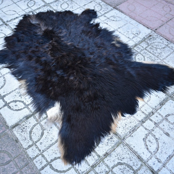 Angora Goat Leather Angora Goatskin Fur Rug, 1'8'' x 2'7'' ft, Pelt Hide 100% Natural Goat Skin Rug, Awesome Home Decor Goatskin Fur Rug,