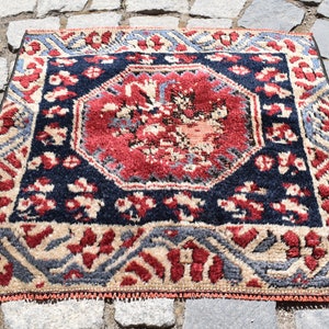 Stunning! Antique Kula Bag Face Rug, 20'' x 20'' Collector's Piece Anatolian Bag Face Carpet, Primitive Bag Face Rug,