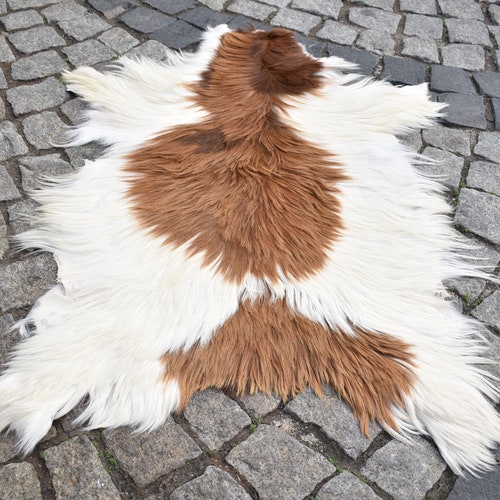 Angora Goat Leather Angora Goatskin Fur Rug, 2'1'' x 3'1'' ft, Pelt Hide 100% Natural Goat Skin Rug, Awesome Home shops Decor Goat Skin Rug,