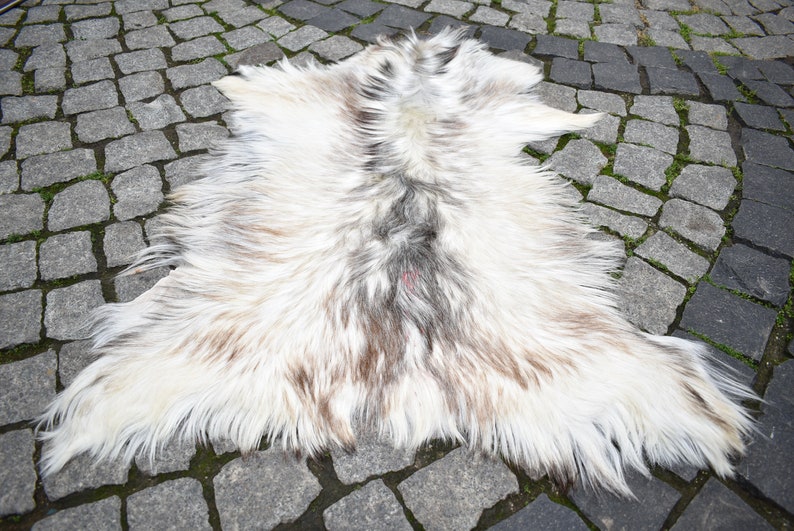 Angora Goat Leather Angora Goatskin Fur Rug, 1'9'' x 3'0'' ft, Pelt Hide 100% Natural Goat Skin Rug, Terrific Home Decor Goatskin Rug,