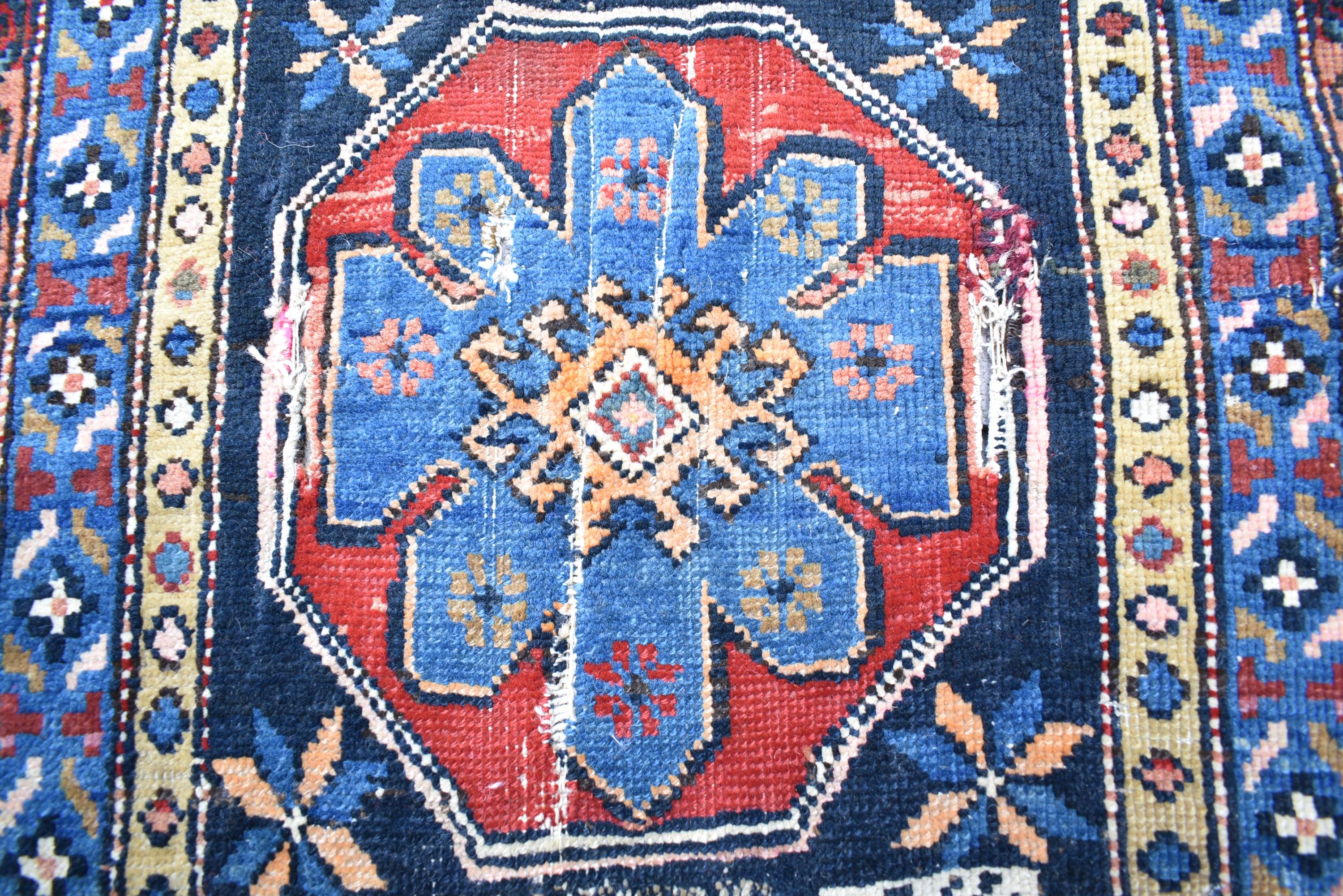 アンティーク コーカサス ヴィンテージ ラグ 素晴らしいアンティークコレクターズアイテム、コーカサス馬の鞍