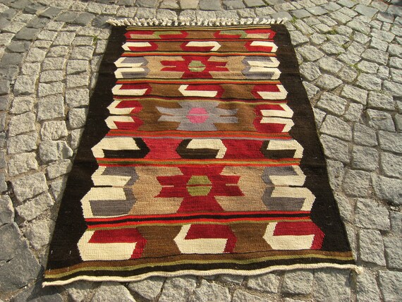 ヴィンテージ トルコ キリム ラグ、33 インチ x 48 インチ アナトリア