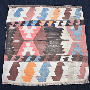 Fabulous Antique Kilim Rug, 18'' x 17'' Caucasian Shahsavan Kilim Bag Face Collectors Piece, Wall Hangings Caucasian Kilim Bag Face Rug,