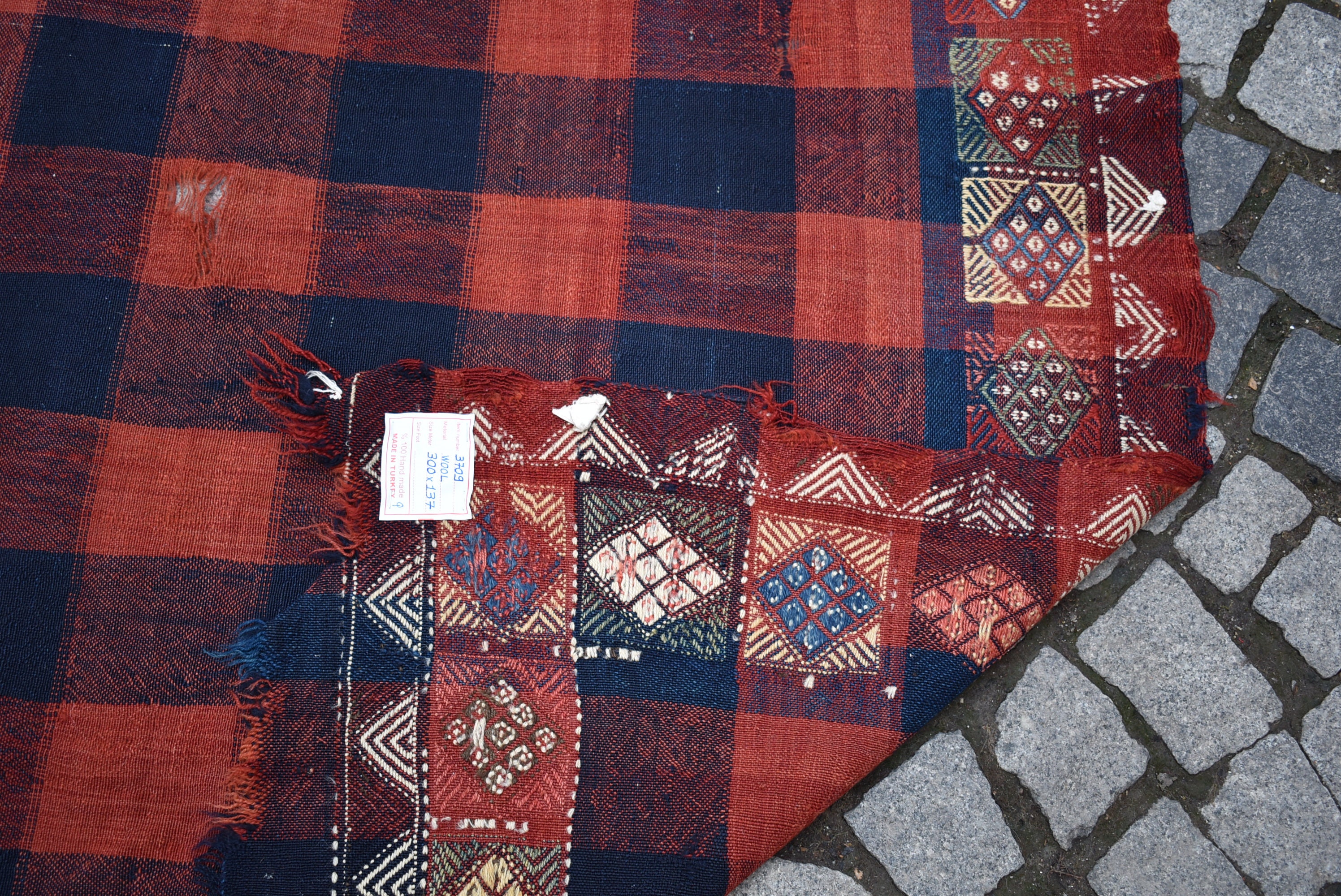 素晴らしいアンティークヴェルネキリム、54インチ x 118インチの白人