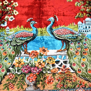 Peacock Pattern Velvet Rug, 47&#39;&#39;x66&#39;&#39; Vintage Pictorial Wall Hanging Sofa Cover, Awesome Home Decor Wall Hangings Rug, Peacock Pattern Rug,