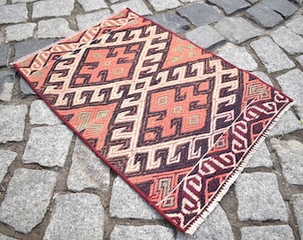 Antiker kaukasischer Kelim-Teppich, bestickte gewebte Wolle, 16x21