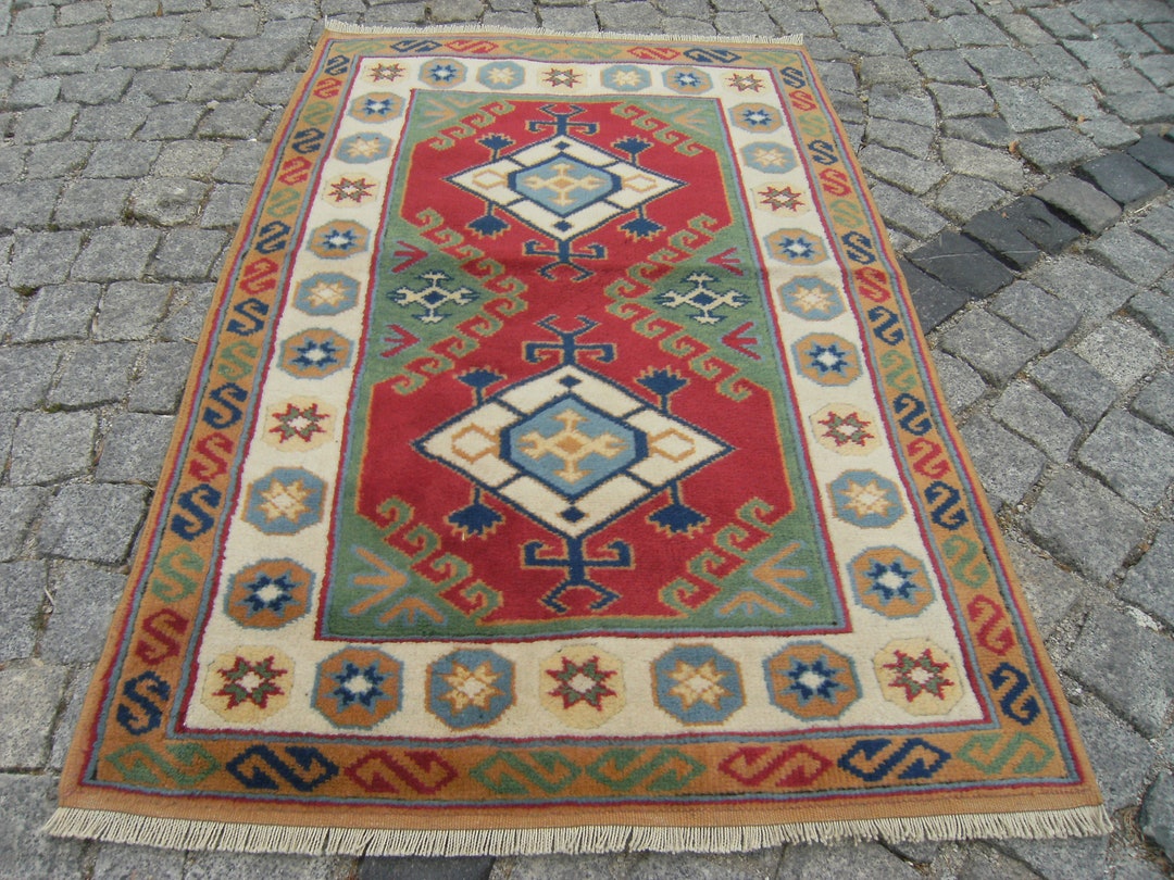 ヴィンテージ トルコ アナトリア ウール ラグ、手織り、34インチ x 51