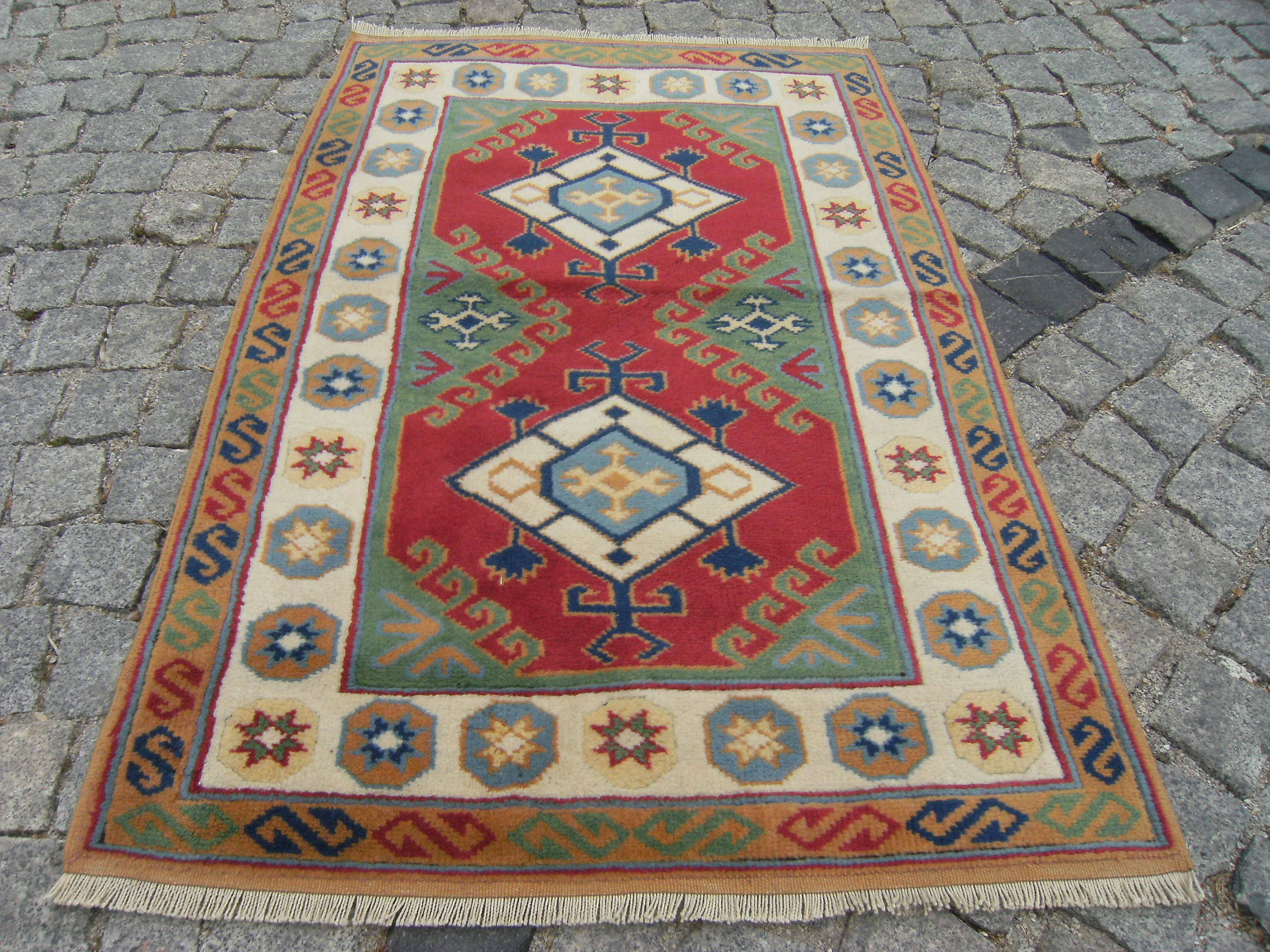 ヴィンテージ トルコ アナトリア ウール ラグ、手織り、34インチ x 51