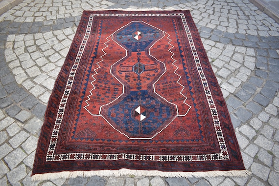 アンティーク コーカサス ヴィンテージ ラグ アンティーク コーカサス ラグ、4'3'' x 6'5'' フィート、コーカサスの