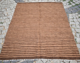 アメリカ 1970s ビンテージ ブランケット ラグ マット 140x140 手編み