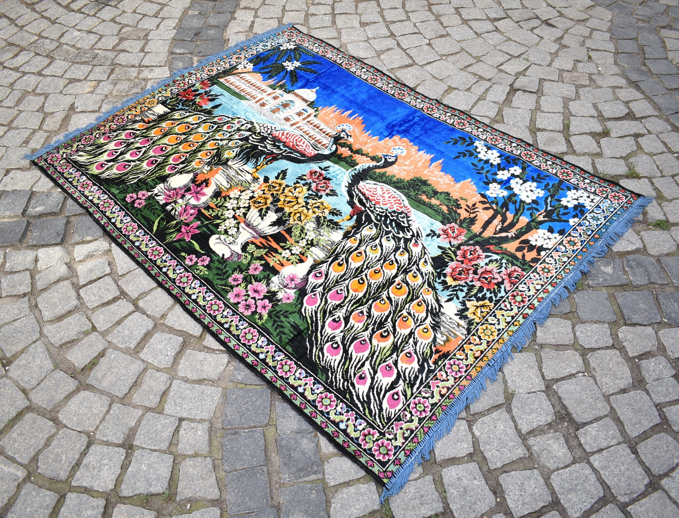 Rideau velours oeillets Paon 140x260