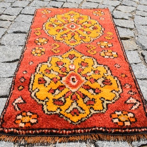 FREE SHIPPING! Vintage Turkish Doormat Rug 1.6 x 2.8 Feet Anatolian Nomads Small Wool Pile  Area Rug