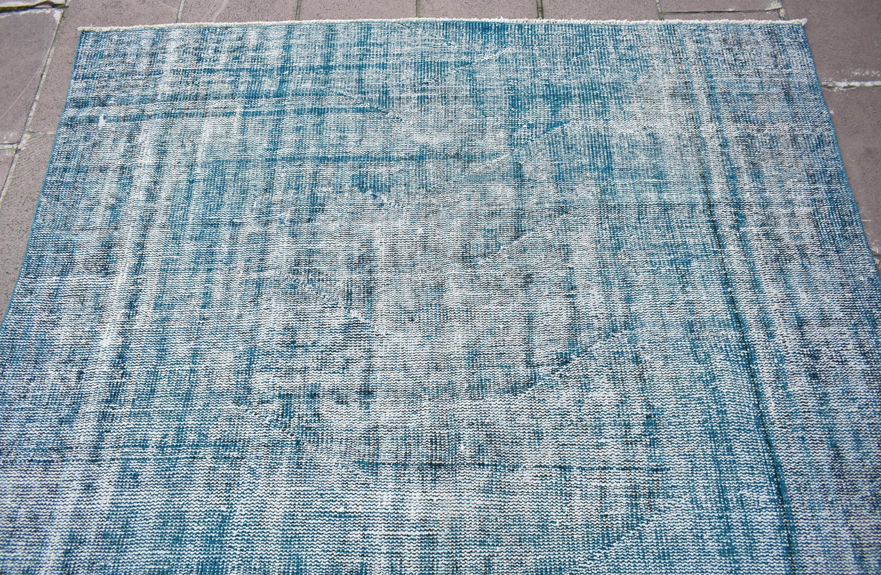 85×198 ViNTAGE TURKiSH RUG Vintage Turkish Area Rug, Turquoise Overdyed Wool-cotton, 71x85 - Etsy
