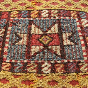 Fabulous Antique Awesome Primitive Collector&#39;s West Anatolian Fragment Cicim Kilim Rug  54&#39;&#39; X 32&#39;&#39;  lnches