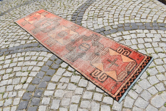 ランナーラグ、トルコ製ウシャクラグ 2'7 x 9'8 フィート