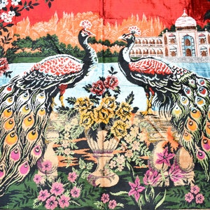Peacock Pattern Velvet Rug, 49&#39;&#39;x64&#39;&#39; Vintage Pictorial Wall Hanging Sofa Cover, Awesome Home Decor Wall Hangings Rug, Peacock Pattern Rug,
