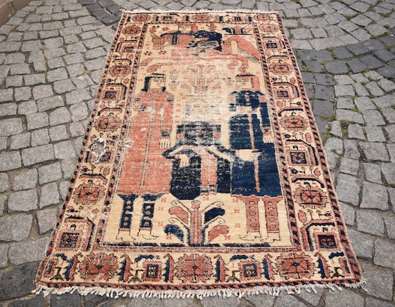 素晴らしいアンティークコーカサスラグ、3'5 x 6'1フィート