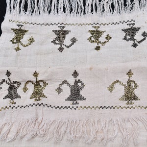 Antique  Turkish Rare Ottoman Towel  16&#39;&#39; x 43&#39;&#39; Embroidery Textile Collector&#39;s Piece Textile Towel, Awesome Wall Hangings Towel,