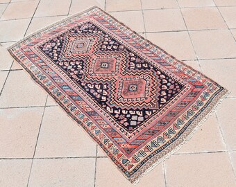 Rare Antique  Amazing  Caucasian Collector's  Item  qashqai  Carpet  Rug  39'' X 66'' Inches