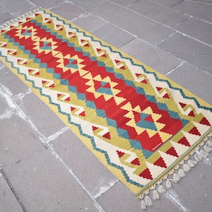 Turkish Hallway Rug, 32&#39;&#39; x 92&#39;&#39; Anatolian Kayseri Kitchen Runner Corridor Kilim, Organic Wool Rug, Home Decor Rug, Kayseri Runner Rug,