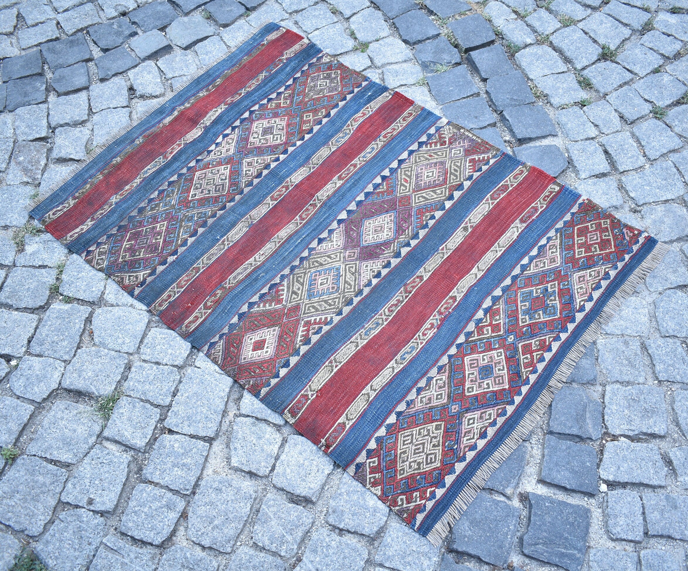 Antique Turkish Rug, 32'' x 45'' Collectors Item Malatya Kilim, With Great Colors, Embroidered Woven Rug, Awesome Home Decor Wall Rug,