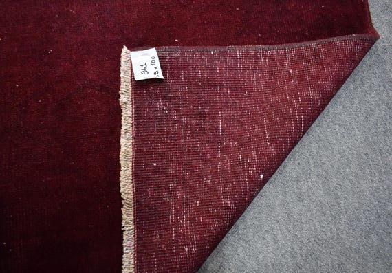 ヴィンテージ オーバーダイ トルコウールラグ、クラレットレッド