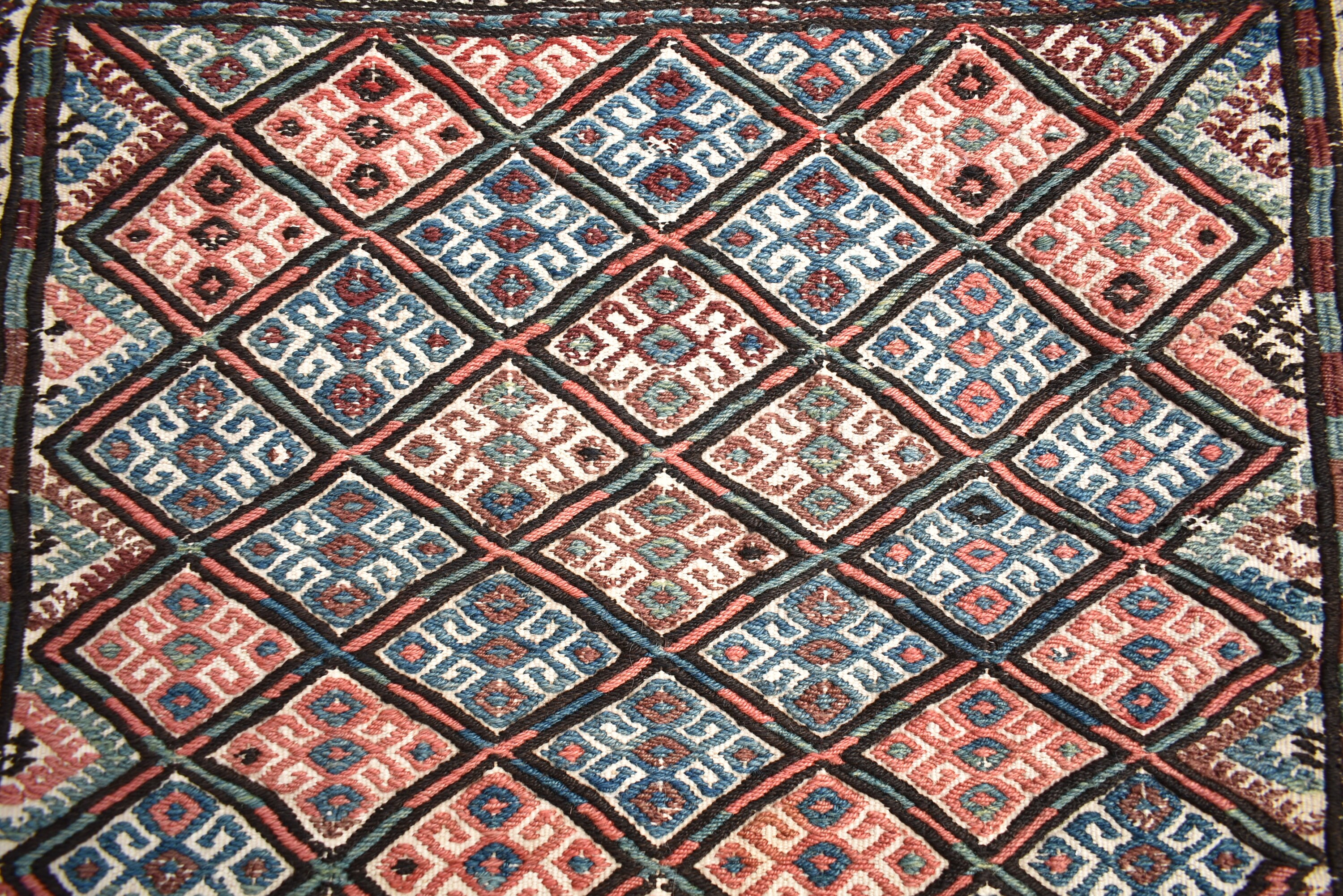 アンティークコーカサス キリム アンティーク コーカサス ヴェルネ キリム サドルバッグ ラグ、23