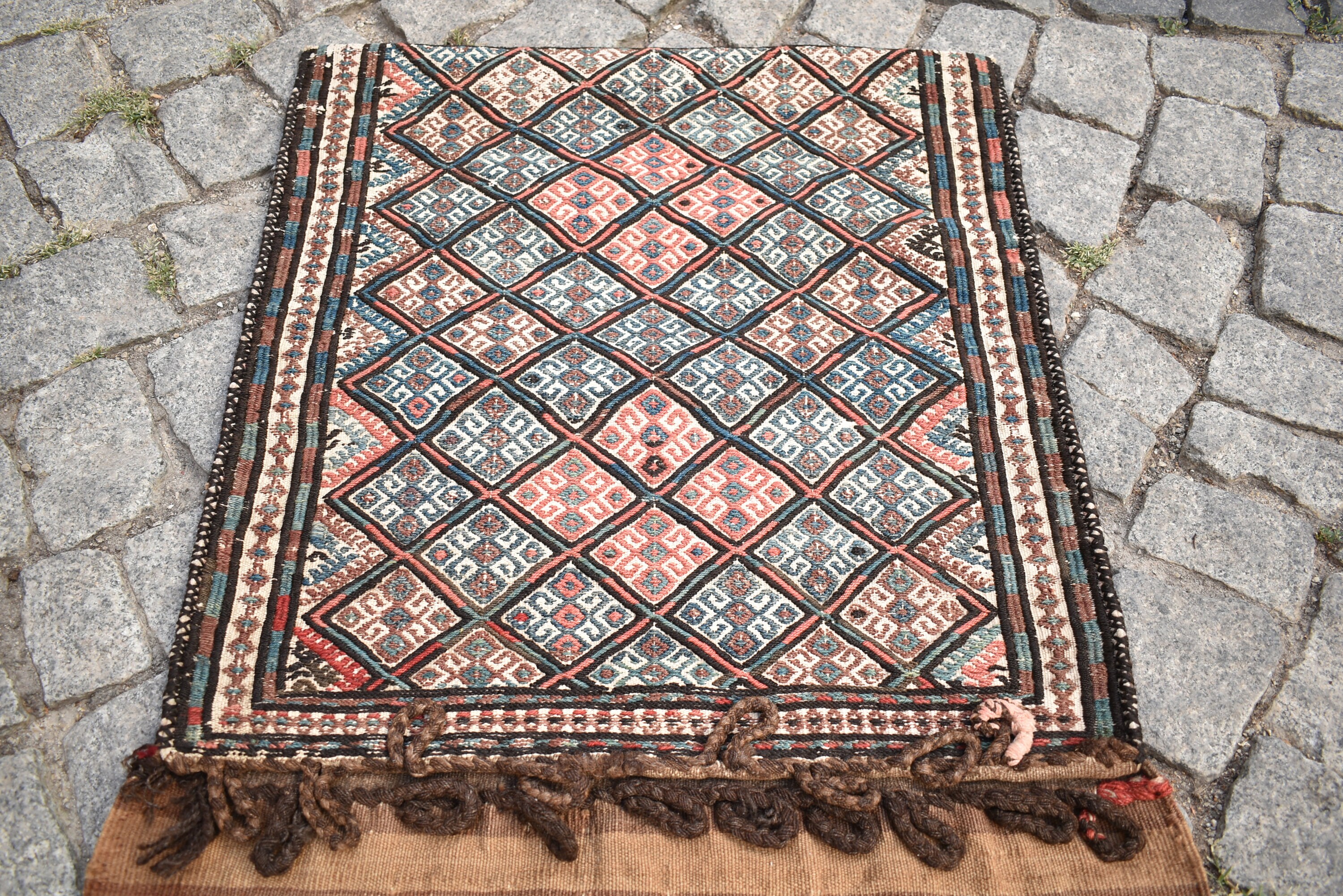 アンティーク コーカサス ヴェルネ キリム サドルバッグ ラグ、23