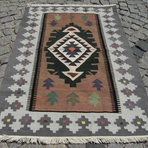 Vintage  Caucasian Kilim Rug 39&#39;&#39; x 56&#39;&#39; Caucasian Kilim Rug Floor Kilim Rug, Fine Quality Kilim Rug, Bohemian Area Kilim Rug,