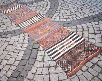 Fabulous Antique Rug, 29'' x 131'' Collectors Item East Anatolian Kagizman Fragment Worn Rug, Home Decor Rug, Wall Hangings Rug,