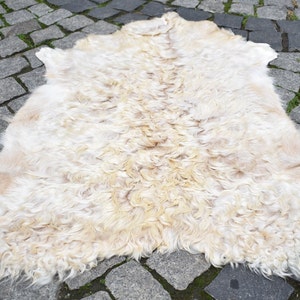 Angora Goat Leather Angora Goatskin Fur Rug, 2&#39;1&#39;&#39; x 2&#39;9&#39;&#39; ft, Pelt Hide 100% Natural Goat Skin Rug, Awesome Home Decor Goatskin Rug,