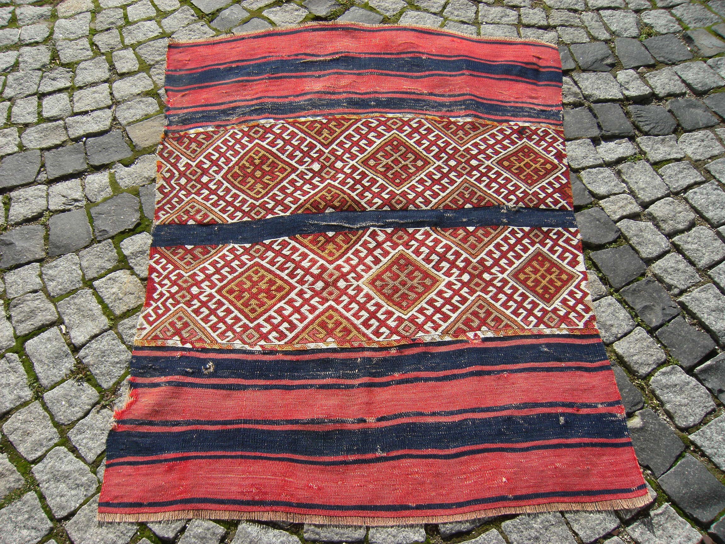 キリム　リアルオールドスマック＆ラグ オールド キリム ヴィンテージ クルド族 スマック織 トライバルラグ