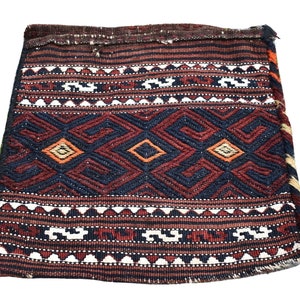 Terrific Antique Turkish Cicim Kilim Bag, 13&#39;&#39; x 13&#39;&#39; Anatolian Collector&#39;s Piece Kurdish Kilim Rug, Embroidered Woven Cicim Kilim Bag,