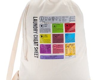 Bolsa para la ropa sucia con guía de lavandería