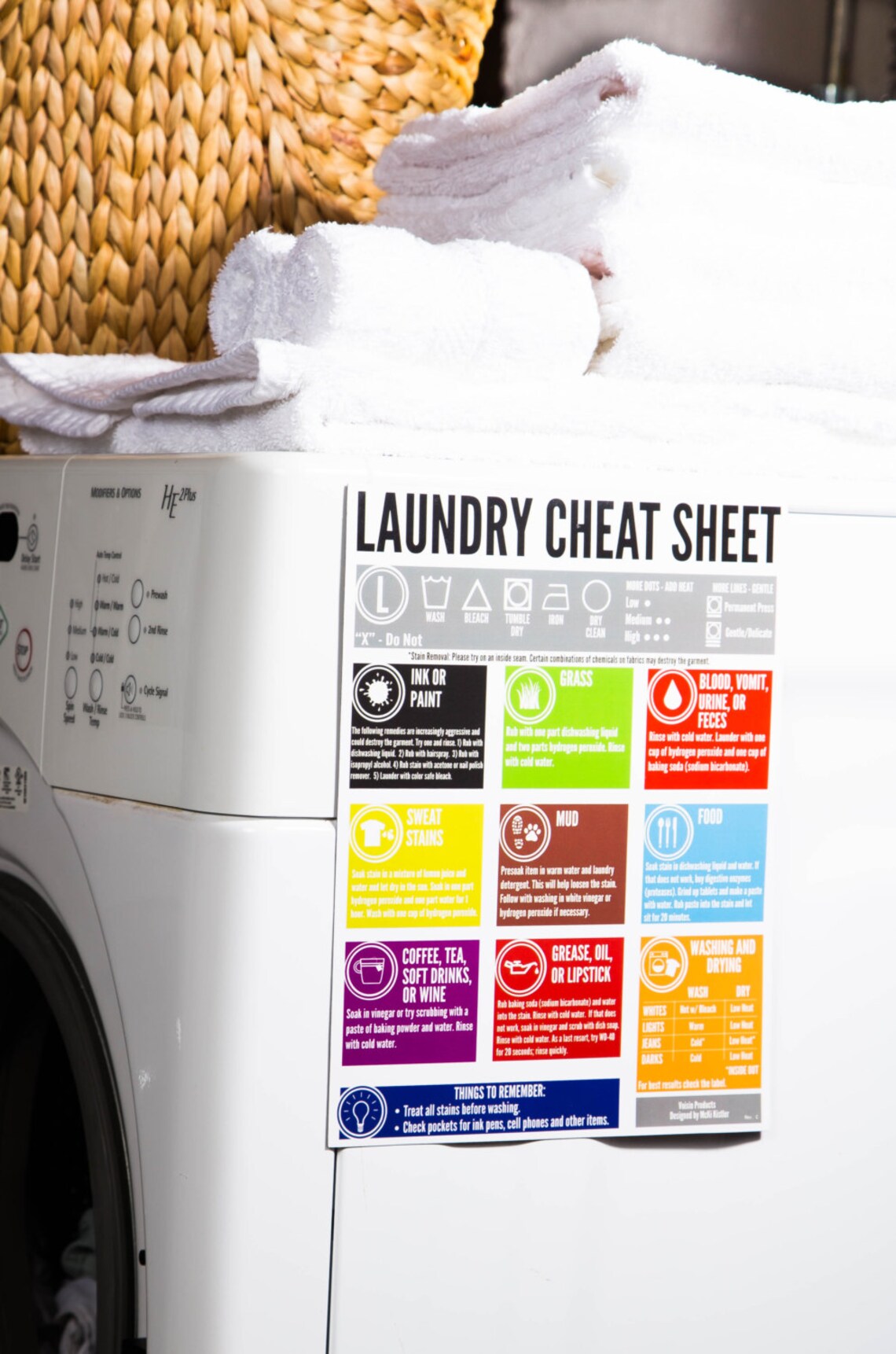 Laundry Cheat Sheet for Washer or Dryer Etsy