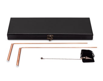 Copper Dowsing Rods  and Copper Pendulum in WOOD CASE | Divining Rods, Dowsing Sticks, & Witching Rods | Tool for Ghost Hunting