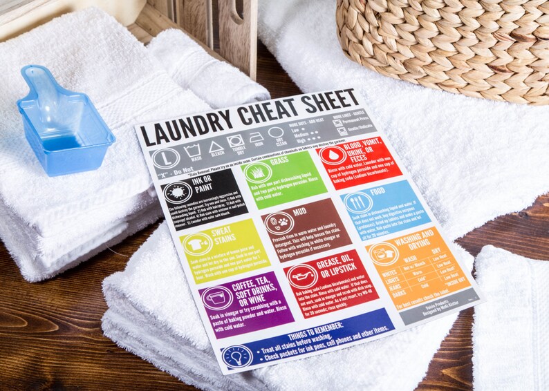 Laundry Cheat Sheet for Washer or Dryer Etsy