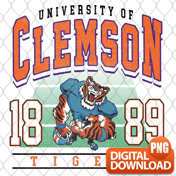 Clemson png, Clemson Fan Crewneck Sweatshirt, Vintage Style University Of Clemson Shirts, 90s NCAA Tee, Fan Football Shirt