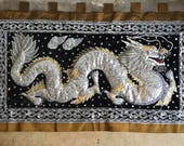 Gorgeous Large Vintage Handmade Kalaga Dragon Wall Tapestry.