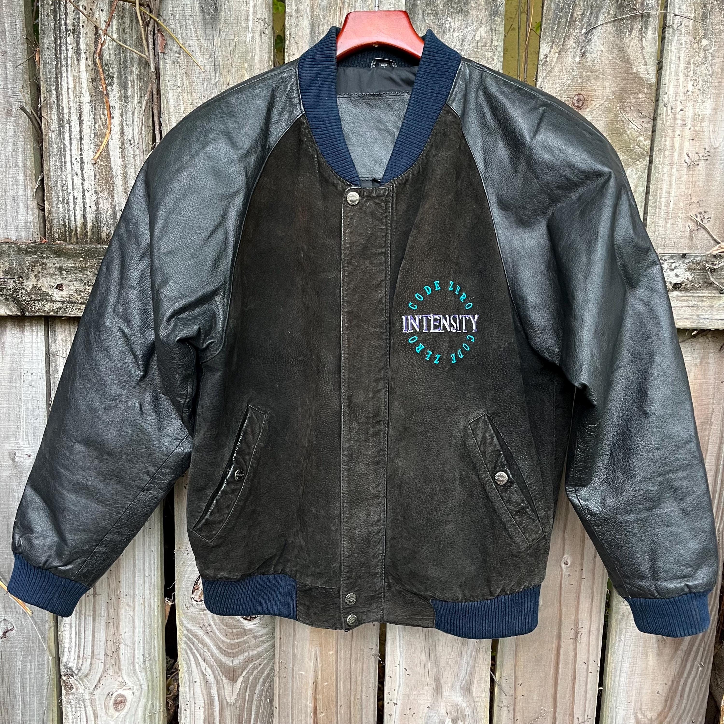 Vintage 1980s Code Zero Intensity Embroidered Varsity Jacket. Size