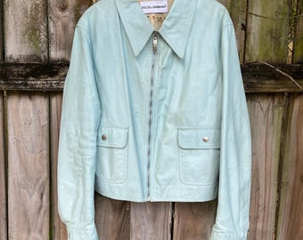 Vintage 1990s Dolce & Gabbana Cropped Leather Jacket. Size M
