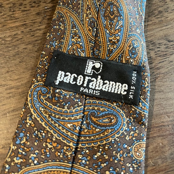 Vintage 1980s Paisley Silk Tie by Paco Rabanne - image 3