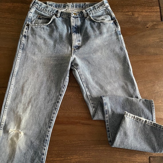Vintage 1990s Distressed Wrangler Jeans Size 34x34 - Etsy