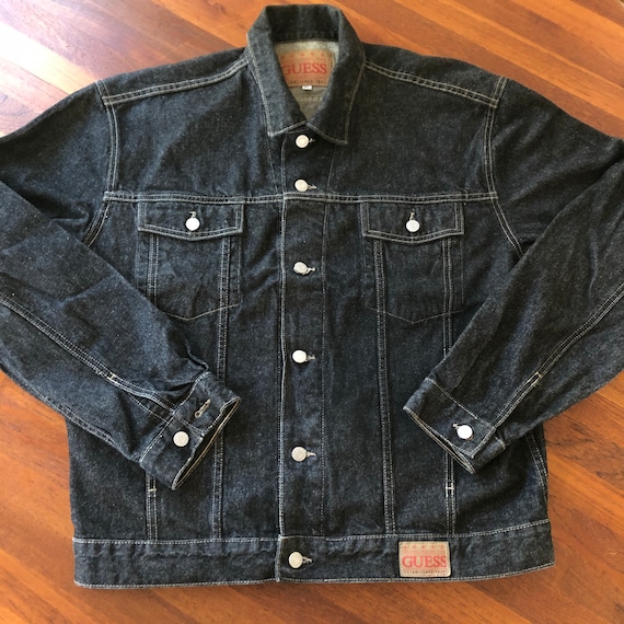 Vintage 1990s Guess Black Denim Jacket size XL