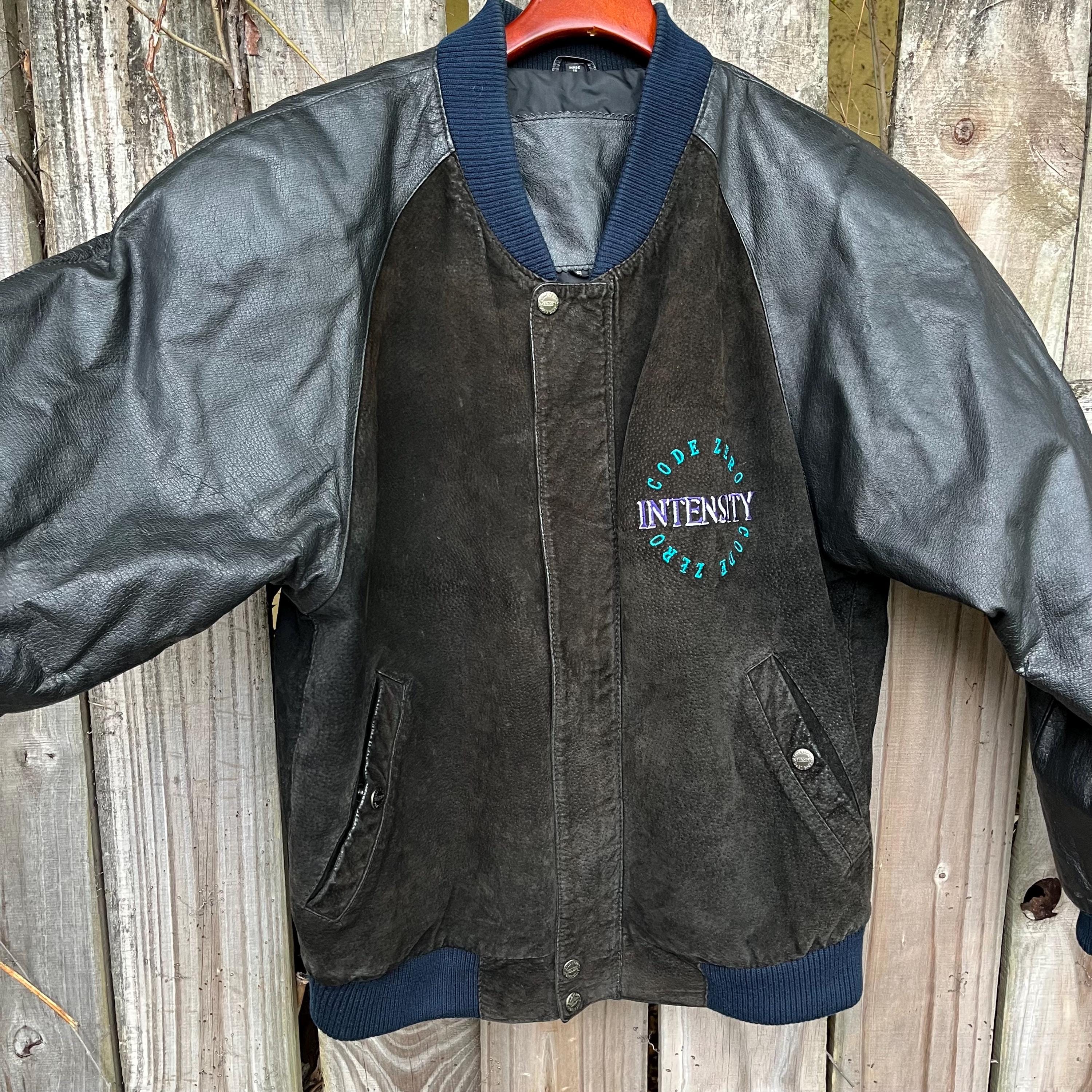 Vintage 1980s Code Zero Intensity Embroidered Varsity Jacket. Size 