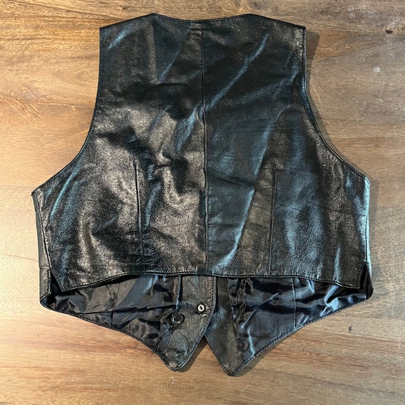 Vintage 1980s Black Leather Vest - image 2