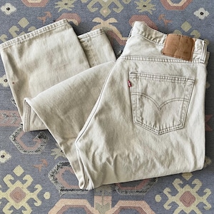 Vintage 1990s Levi’s 501 Distressed Tan Jeans Size 36