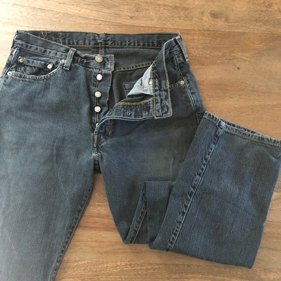 Vintage 1990s Levi’s 501 Distressed Black Jeans S… - image 3